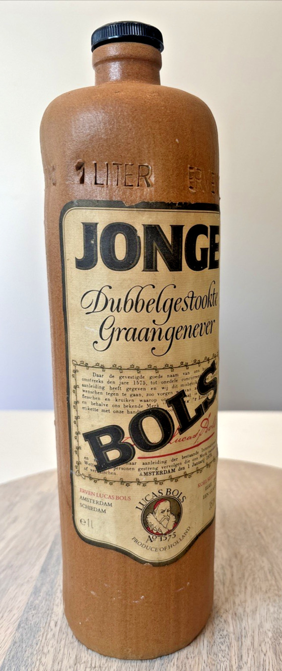 Vintage Jonge Bols Graangenever Clay Stoneware Bottle 1 Liter Holland Decanter